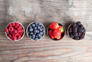 bowls of berries which are lymphatic cleaning foods