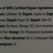 ingredients list showing no toxic skincare ingredients